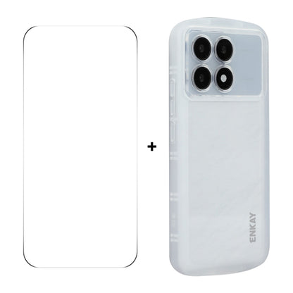 For Redmi K70 Ultra ENKAY Hat-Prince Translucent Matte TPU Phone Case + 9H Big Arc Edge Glass Film(White) - Xiaomi Cases by ENKAY | Online Shopping UK | buy2fix