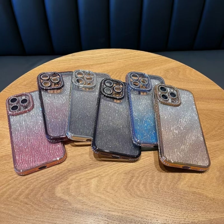 For iPhone 16 Plus Diamond Water Ripple Gradient Glitter TPU Phone Case(Silver) - iPhone 16 Plus Cases by buy2fix | Online Shopping UK | buy2fix