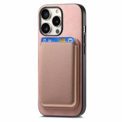 For iPhone 16 Pro Retro Magsafe Card Bag PU Back Cover Phone Case(Pink) - iPhone 16 Pro Cases by buy2fix | Online Shopping UK | buy2fix