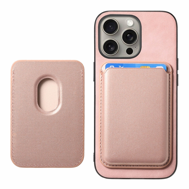 For iPhone 16 Pro Retro Magsafe Card Bag PU Back Cover Phone Case(Pink) - iPhone 16 Pro Cases by buy2fix | Online Shopping UK | buy2fix