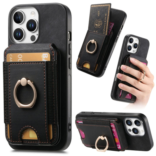 For iPhone 16 Pro Retro Splitable Magnetic Stand Card Bag Leather Phone Case(Black) - iPhone 16 Pro Cases by buy2fix | Online Shopping UK | buy2fix