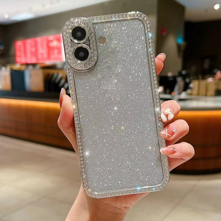 For iPhone 16 Plus Diamond Gradient Glitter Plated TPU Phone Case(Silver) - iPhone 16 Plus Cases by buy2fix | Online Shopping UK | buy2fix