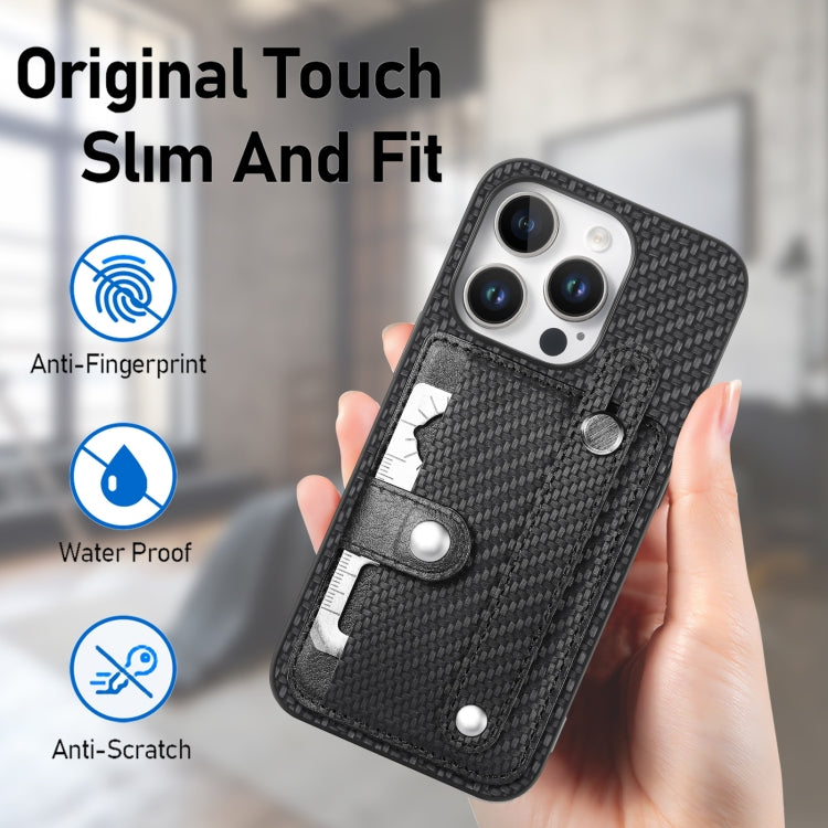 For iPhone 16 Pro Max Wristband Kickstand Card Wallet Back Phone Case with Tool Knife(Black) - iPhone 16 Pro Max Cases by buy2fix | Online Shopping UK | buy2fix