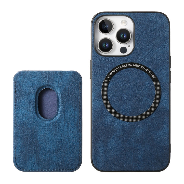 For iPhone 16 Pro Retro Leather Card Bag Magnetic Phone Case(Blue) - iPhone 16 Pro Cases by buy2fix | Online Shopping UK | buy2fix