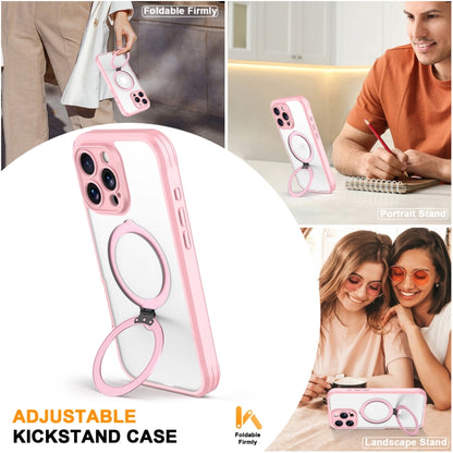 For iPhone 16 Pro Skin Feel MagSafe Holder 360 Full Body Phone Case(Pink) - iPhone 16 Pro Cases by buy2fix | Online Shopping UK | buy2fix