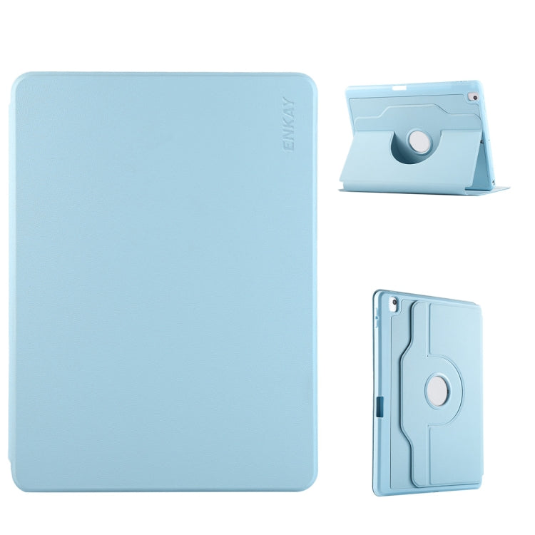 For iPad Air 10.5 / Pro 10.5 / 10.2 ENKAY 360 Rotation TPU Leather Smart Tablet Case with Pen Slot(Light Blue) - iPad Pro 11 2024 Cases by ENKAY | Online Shopping UK | buy2fix