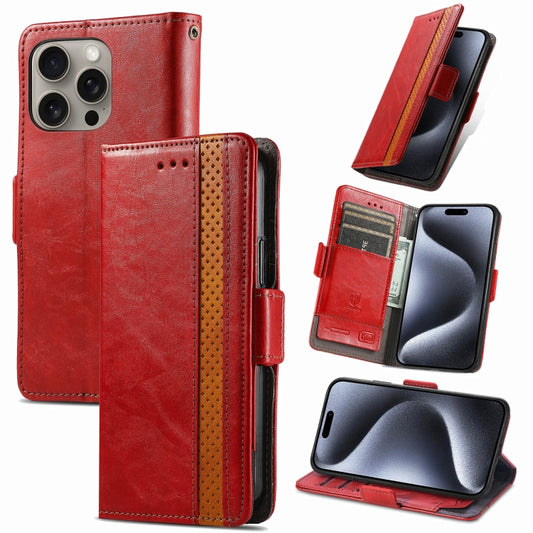 For iPhone 16 Pro Max CaseNeo Splicing Dual Magnetic Buckle Leather Phone Case(Red) - iPhone 16 Pro Max Cases by buy2fix | Online Shopping UK | buy2fix