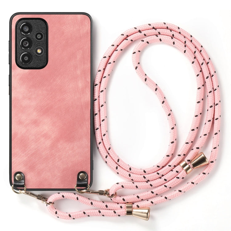 For Samsung Galaxy S25 Ultra 5G Vintage Leather PC Back Cover Phone Case with Crossbody Strap(Pink) - Galaxy S25 Ultra 5G Cases by buy2fix | Online Shopping UK | buy2fix