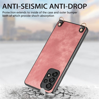 For Samsung Galaxy S25 Ultra 5G Vintage Leather PC Back Cover Phone Case with Crossbody Strap(Pink) - Galaxy S25 Ultra 5G Cases by buy2fix | Online Shopping UK | buy2fix