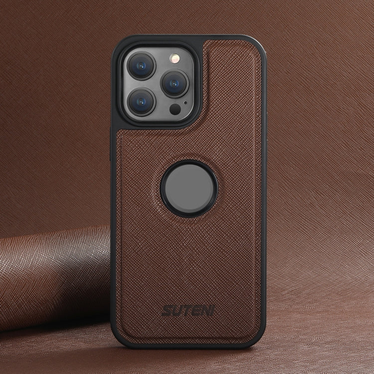 For iPhone 16 Pro Max Suteni G1 Cross Texture MagSafe Phone Case(Brown) - iPhone 16 Pro Max Cases by Suteni | Online Shopping UK | buy2fix