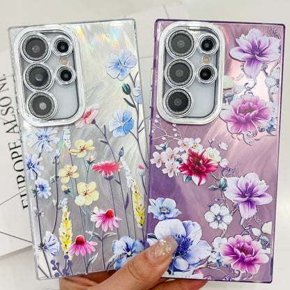 For Samsung Galaxy S25 5G Electroplating Flowers Plants Texture TPU Phone Case(Azalea FL4) - Galaxy S25 5G Cases by buy2fix | Online Shopping UK | buy2fix