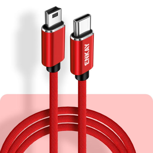 ENKAY ENK-CB169USB C / Type-C to Mini USB 2.0 Charging Cord Data Cable, Length 1m(Red) - Cable & Adapters by ENKAY | Online Shopping UK | buy2fix