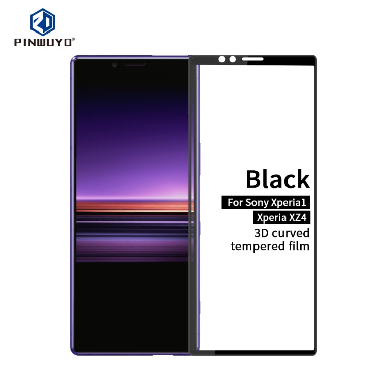 PINWUYO 9H 3D Curved Tempered Glass Film for Sony Xperia 1 / Xperia XZ4（Black） - Sony Tempered Glass by buy2fix | Online Shopping UK | buy2fix
