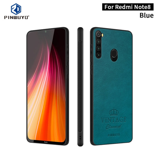 For Xiaomi RedMi Note 8 PINWUYO Pin Rui Series Classical Leather, PC + TPU + PU Leather Waterproof And Anti-fall All-inclusive Protective Shell(Blue) - Xiaomi Cases by PINWUYO | Online Shopping UK | buy2fix