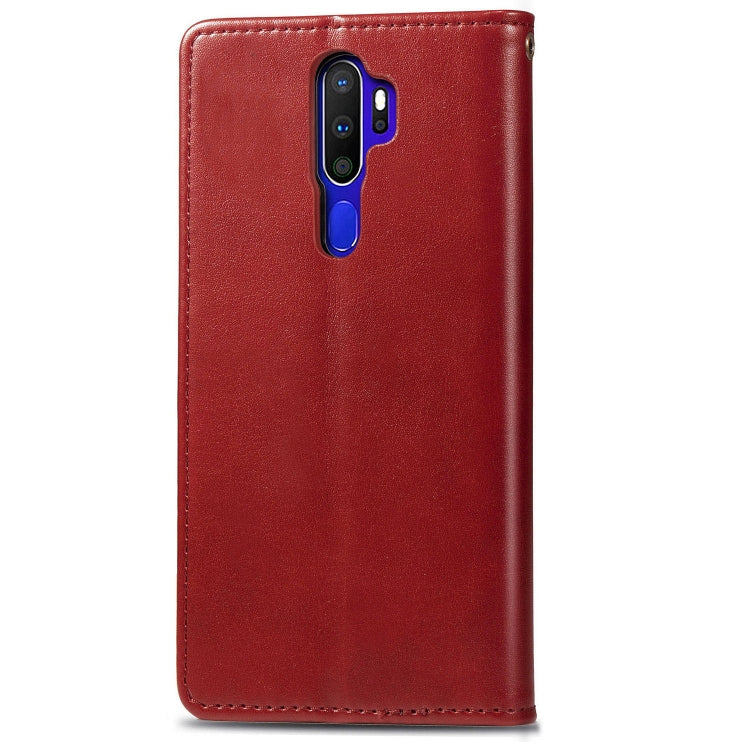 For OPPO A5 2020 / A9 2020 Retro Solid Color Leather Buckle Phone Case with Lanyard & Photo Frame & Card Slot & Wallet & Stand Function(Red) - OPPO Cases by buy2fix | Online Shopping UK | buy2fix