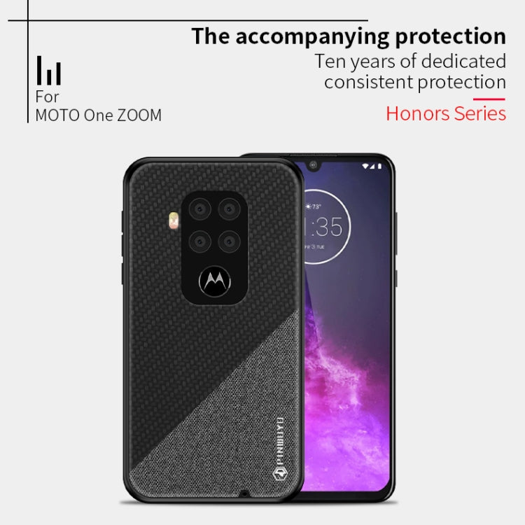For Motorola One Zoom / One Pro PINWUYO Rong Series  Shockproof PC + TPU+ Chemical Fiber Cloth Protective Cover(Brown) - Motorola Cases by PINWUYO | Online Shopping UK | buy2fix