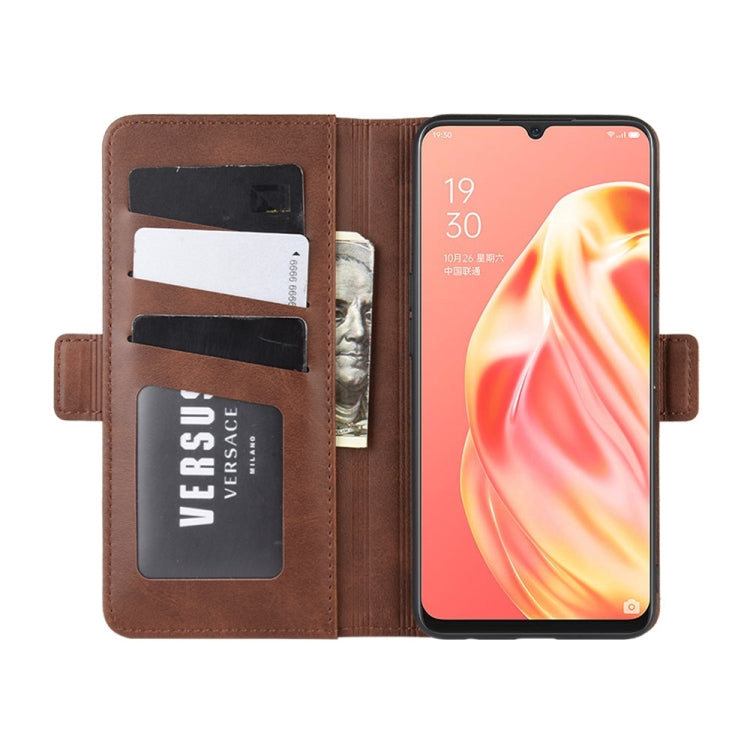 For OPPO A91 Dual-side Magnetic Buckle Horizontal Flip PU Leather Case with Holder & Card Slots & Wallet(Brown) - OPPO Cases by buy2fix | Online Shopping UK | buy2fix