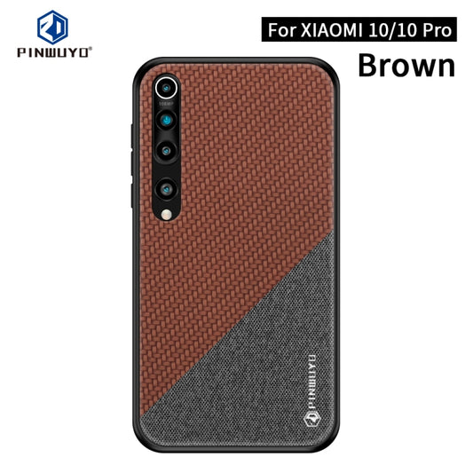 For Xiaomi 10 / 10pro PINWUYO Rong Series  Shockproof PC + TPU+ Chemical Fiber Cloth Protective Cover(Brown) - Xiaomi Cases by PINWUYO | Online Shopping UK | buy2fix
