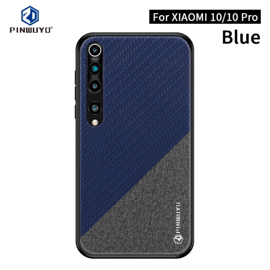 For Xiaomi 10 / 10pro PINWUYO Rong Series  Shockproof PC + TPU+ Chemical Fiber Cloth Protective Cover(Blue) - Xiaomi Cases by PINWUYO | Online Shopping UK | buy2fix