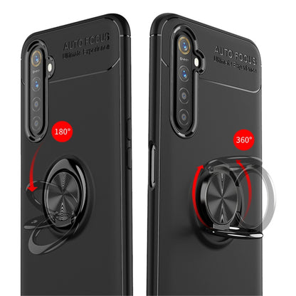 For OPPO Realme 6 Metal Ring Holder 360 Degree Rotating TPU Case(Black+Black) - Realme Cases by buy2fix | Online Shopping UK | buy2fix