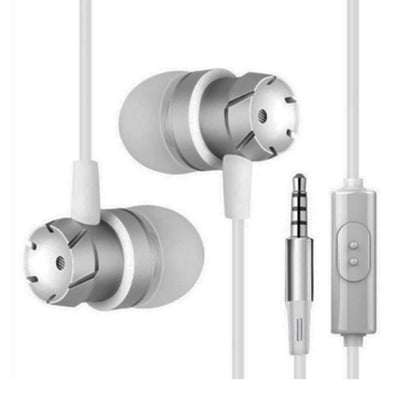 3.5mm Wired Headphones Handsfree Headset In Ear Earphone Earbuds with Mic for Xiaomi Phone MP3 Player Laptop(Silver) - In Ear Wired Earphone by buy2fix | Online Shopping UK | buy2fix