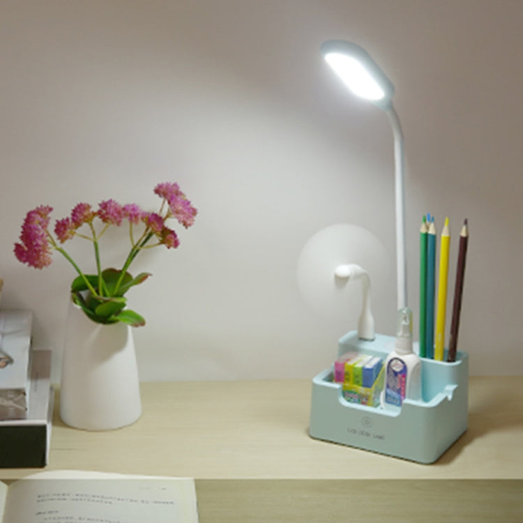 Student USB Charging Bedroom Touch LED Eye Protection Multifunctional Creative Desk Lamp, Style:With Fan(Blue) - Desk Lamps by buy2fix | Online Shopping UK | buy2fix