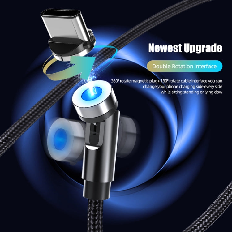 CC56 8 Pin + Type-C/USB-C + Micro USB Magnetic Interface Dust Plug Rotating Data Charging Cable, Cbale Length: 2m(Black) - Charging Cable & Head by buy2fix | Online Shopping UK | buy2fix