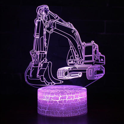 3W Excavator 3D Light Colorful Touch Control Light Creative Small Table Lamp with Crack Base, Style:Touch Switch + Remote Control - Novelty Lighting by buy2fix | Online Shopping UK | buy2fix