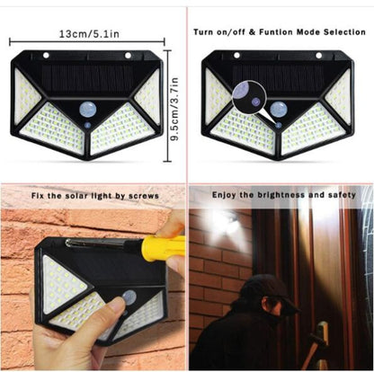 2 PCS  100 LEDs Outdoor Patio Solar Induction Wall Light Adjustable Balcony Garden Lighting Small Street Light - Solar Lights by buy2fix | Online Shopping UK | buy2fix