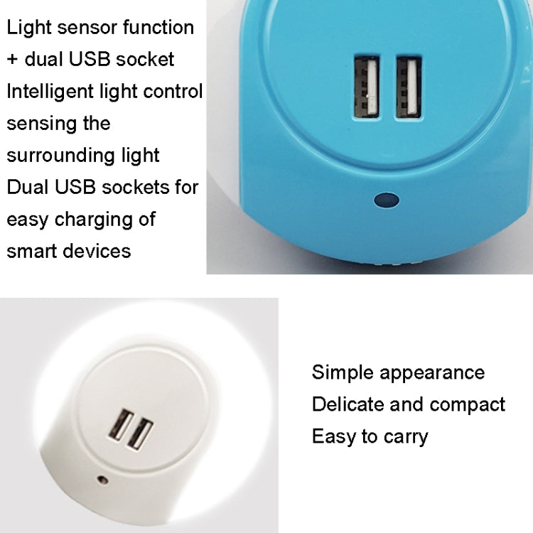 A78B LED Night Light With USB Port Intelligent Light Control Sensor Light, Plug:EU Plug(Green) - Sensor LED Lights by buy2fix | Online Shopping UK | buy2fix