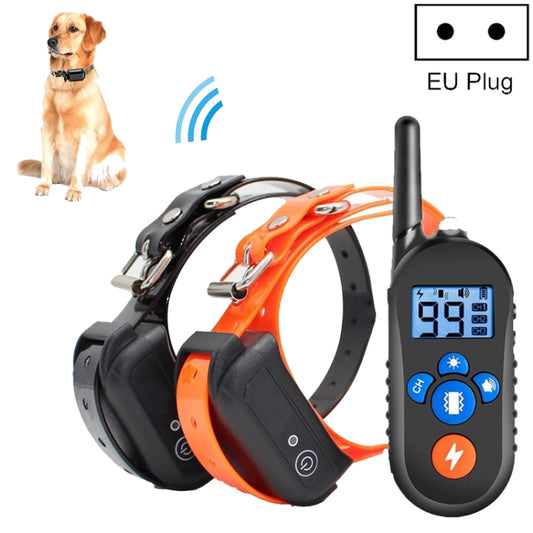 800m Remote Control Electric Shock Bark Stopper Vibration Warning Pet Supplies Electronic Waterproof Collar Dog Training Device, Style:556-2(EU Plug) - Training Aids by buy2fix | Online Shopping UK | buy2fix