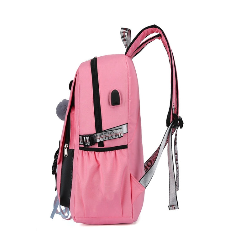 Sports and Leisure USB Charging Anti-Theft Backpack(Pink) - Double-shoulder Bags by buy2fix | Online Shopping UK | buy2fix