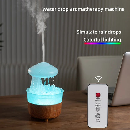 V50 Desktop Colorful Night Light Humidifier Wood Grain Water Drop Aroma Diffuser, Spec: EU Plug(Green) - Air Purifiers & Accessories by buy2fix | Online Shopping UK | buy2fix