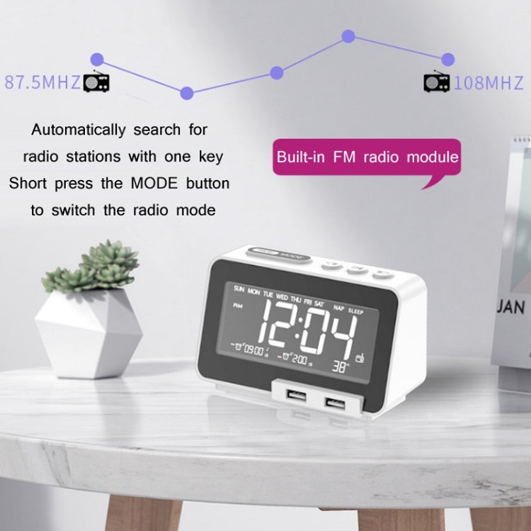 K5 Wireless Bluetooth Speaker Desktop Alarm Clock Radio, Specification: EU Plug(White) - Desktop Speaker by buy2fix | Online Shopping UK | buy2fix