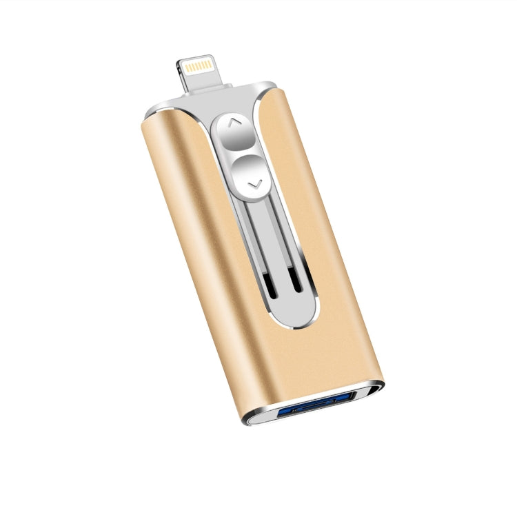 128GB Micro USB + 8 Pin + USB 2.0 3 in 1 Mobile Phone Computer U-Disk(Gold) - U Disk & Card Reader by buy2fix | Online Shopping UK | buy2fix