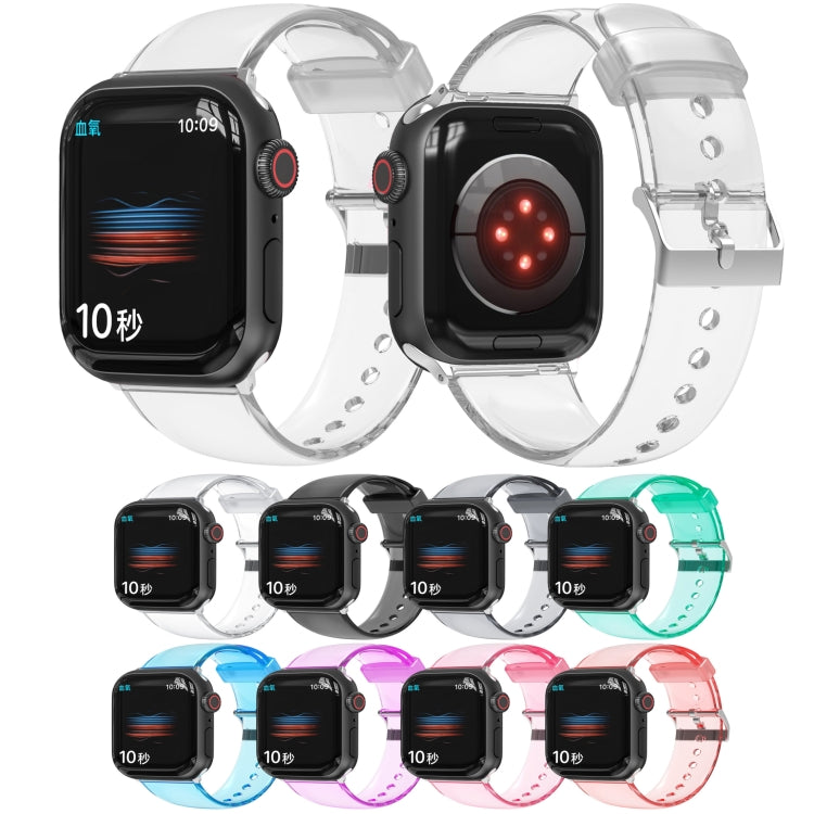 TPU Fuel Injection Watch Band For Apple Watch Series 7 45mm /6&SE&5&4 44mm /3&2&1 42mm(Transparent Black) - Watch Bands by null | Online Shopping UK | buy2fix