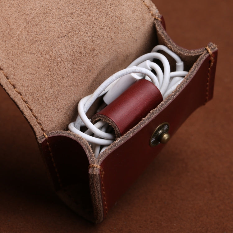 S122 Vintage Mini Leather Headphone Bag(Coffee) - Digital Storage Bag by buy2fix | Online Shopping UK | buy2fix