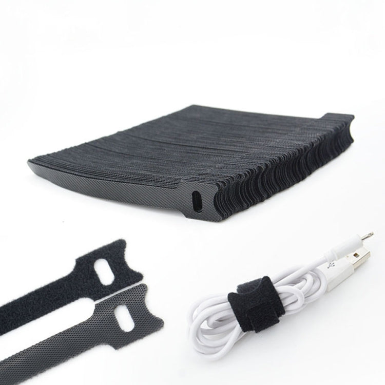 50 PCS  T-shape Self-Adhesive Data Cable Organizer Bundles 12 x 120mm Black - Cable Organizer by buy2fix | Online Shopping UK | buy2fix