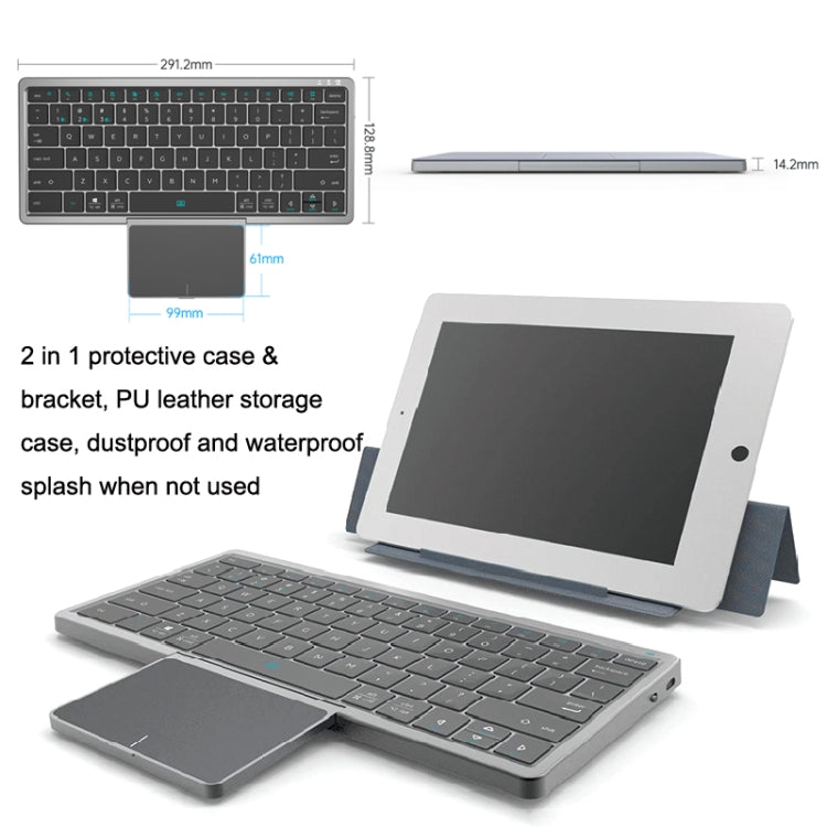 KF8700 78 Keys Hidden Touchpad Portable Tablet Computer Wireless Bluetooth Keypad With PU Leather(White) - Others Keyboard by buy2fix | Online Shopping UK | buy2fix