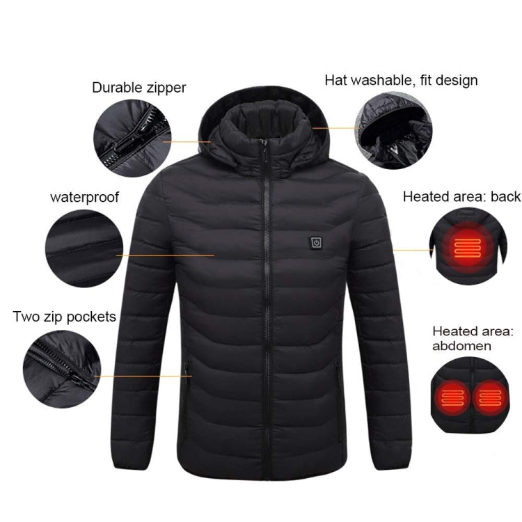 19 Zone 4 Control Blue USB Winter Electric Heated Jacket Warm Thermal Jacket, Size: XXXXL - Down Jackets by buy2fix | Online Shopping UK | buy2fix