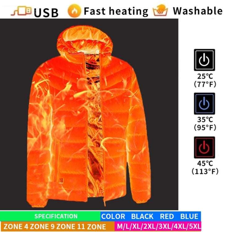 9 Zone Double Control Blue USB Winter Electric Heated Jacket Warm Thermal Jacket, Size: XXXXL - Down Jackets by buy2fix | Online Shopping UK | buy2fix