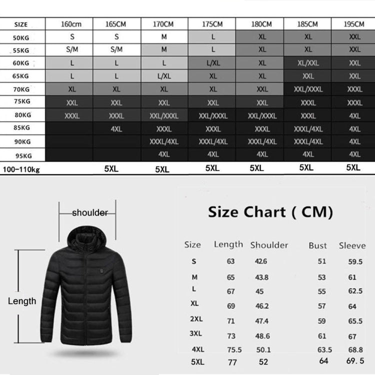 9 Zone Red USB Winter Electric Heated Jacket Warm Thermal Jacket, Size: XXXXL - Down Jackets by buy2fix | Online Shopping UK | buy2fix