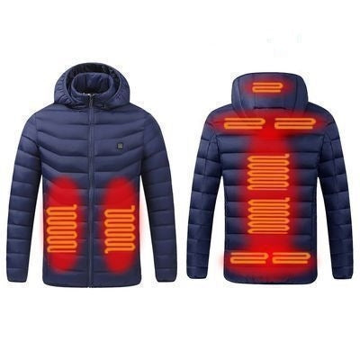 9 Zone Blue USB Winter Electric Heated Jacket Warm Thermal Jacket, Size: XXL - Down Jackets by buy2fix | Online Shopping UK | buy2fix