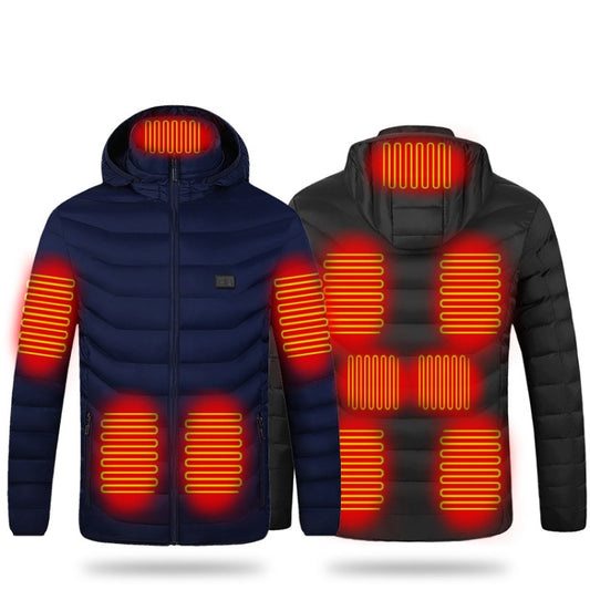11 Zone Double Control Blue USB Winter Electric Heated Jacket Warm Thermal Jacket, Size: M - Down Jackets by buy2fix | Online Shopping UK | buy2fix