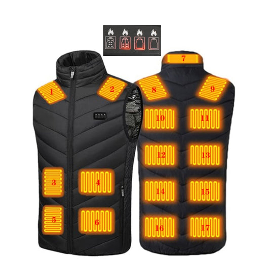 17 Area  4 Control Black USB Electric Heating Undershirt Intelligent Warm Vest(XL) - Down Jackets by buy2fix | Online Shopping UK | buy2fix