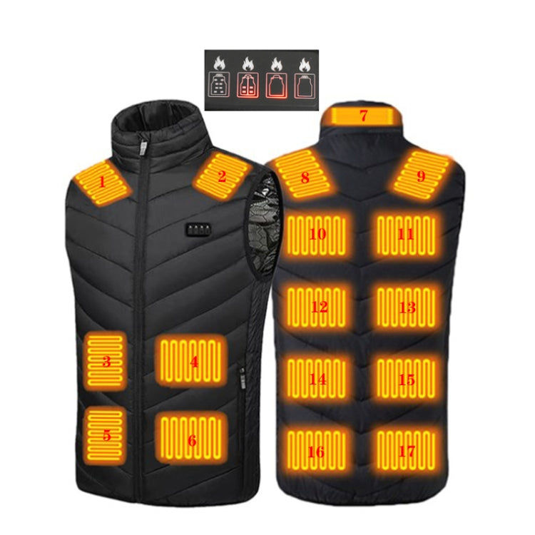 17 Area  4 Control Black USB Electric Heating Undershirt Intelligent Warm Vest(3XL) - Down Jackets by buy2fix | Online Shopping UK | buy2fix