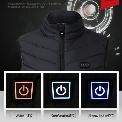 9 Area Double Control Black USB Electric Heating Undershirt Intelligent Warm Vest(XXL) - Down Jackets by buy2fix | Online Shopping UK | buy2fix