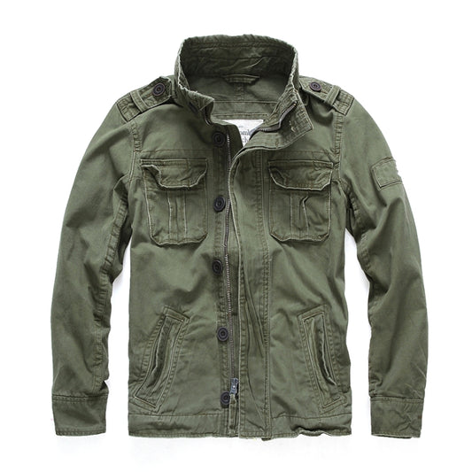 Autumn And Winter Middle Aged Men Jacket Casual Workers Dress Denim Jackets Clothes, Size: 2XL(Deep Army Green) - Loose Coat by buy2fix | Online Shopping UK | buy2fix