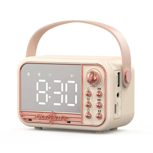 S11 Handheld Retro Alarm Clock Bluetooth Speaker Desktop Portable Clock(Beige) - Desktop Speaker by buy2fix | Online Shopping UK | buy2fix