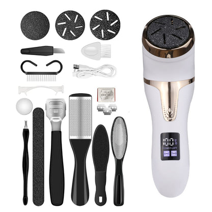 JD-510 Rechargeable Electric Foot Callus Remover with Vacuum Cleaner 10 In 1 Kit White - Grinding Tools & Accessories by buy2fix | Online Shopping UK | buy2fix